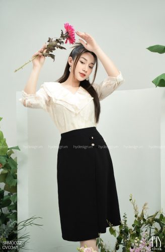 Tieded Ruffled Lace Shirt_SMR002_HY Design Brand_เสื้อลูกไม้2ชั้นดีไซน์ไฮเอนด์