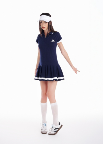 Tennis Linen Polo Dress_CA.46.6_Cara Club Brand_ชุดเทนนิสผู้หญิง Gali คอโปโล สวมใส่สบายและมีสไตล์