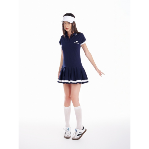 Tennis Linen Polo Dress_CA.46.6_Cara Club Brand_ชุดเทนนิสผู้หญิง Gali คอโปโล สวมใส่สบายและมีสไตล์