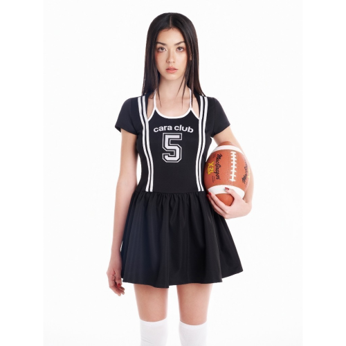 Short Dress _Short-sleeved sporty dress_CA.46.15_Cara Club Brand_CARA Losy ชุดเดรสแนวสปอร์ตแขนสั้นผู้หญิง