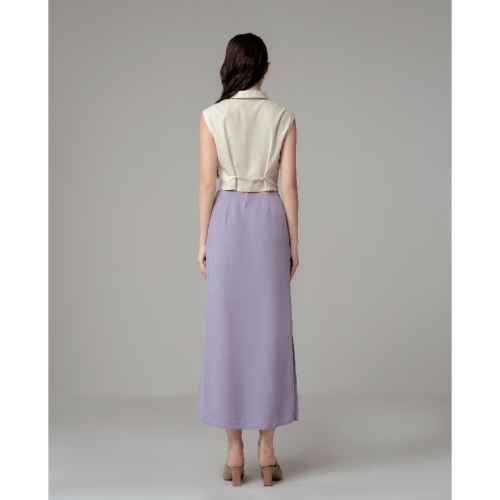 Claire Silk Maxi Skirt_CO18.11_Collide Brand_กระโปรงไหมพรมสีม่วง