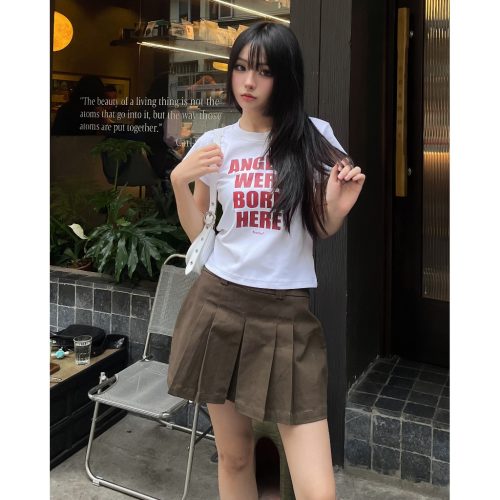 Women’s Baby Tee Slogan AWBH Croptop_PR44.10_Pradies Brand_เสื้อยืดผู้หญิง Baby Tee Slogan AWBH