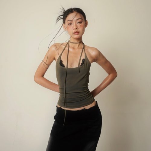 Lace Trimmed Tie Rope Halter Top_TH193.3_Thestan Brand_Lace Trimmed Tie Rope Halter Top_TH193.3_Thestan Brand_เสื้อสายเดี่ยวแต่งลูกไม้ที่หน้าอก Xanthe Top