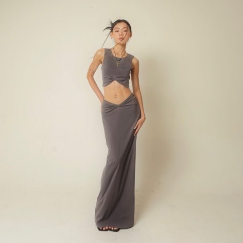 Madga Set_Crotop+Elastic Long Skirt_TH193.16_Thestan Brand_Set ชุดเดรสยาวเอวยางยืด Madga