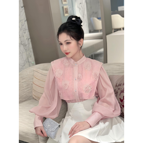 Amera Lace Flower Shirt_AR42.15_ARA Store Brand_เสื้อลูกไม้ลายดอกไม้สามมิตินูนคุณภาพสูง Amera Top Al20