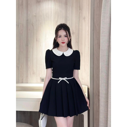 Peter Pan Neck Pleated Mini Dress_AR42.2_ARA Store Brand_เดรสคอบัวจับจีบพร้อมเครื่องประดับV06