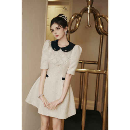 Tweed Flared Mini Dress_AR42.12_ARA Store Brand_ชุดเดรสบานผ้าทวีตคุณภาพสูง V34