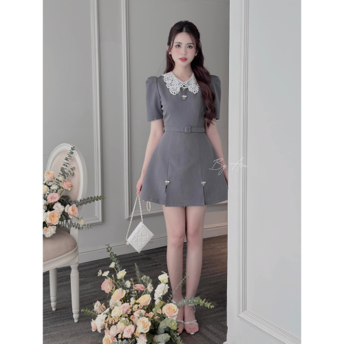 Lace Neck Short A Line Dress_AR42.11_ARA Store Brand_ ชุดเดรสบานทรงเอพร้อมคอปกลูกไม้ V10