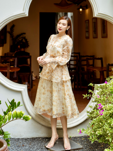 BLOSSOM Floral Pattern Maxi Dress_SI19.7_91 Signature Brand_ ชุดเดรสลายดอกไม้หรูหราพลิ้วไหว – BLOSSOM DRESS