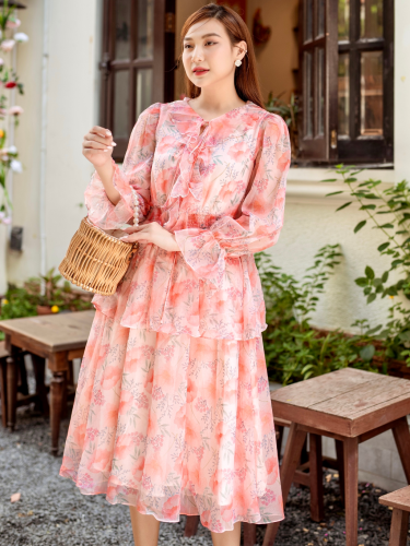 BLOSSOM Floral Pattern Maxi Dress_SI19.7_91 Signature Brand_ ชุดเดรสลายดอกไม้หรูหราพลิ้วไหว – BLOSSOM DRESS