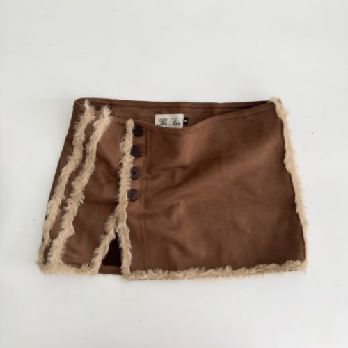 Fur Suede Mini Skirt_TH193.9_Thestan Brand_กระโปรงหนังกลับแต่งขน Fur Skirt