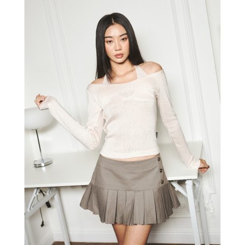 Rosies Long Sleeve Top_PR44.20_Pradies Brand_เสื้อเชิ้ตแขนยาวผ้าวูลทรงสลิม Rosies