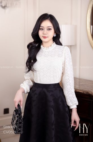 Long Sleeve Lace Shirt_SMK18_HY Design Brand_การออกแบบเสื้อลูกไม้คุณภาพสูง