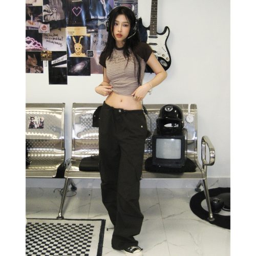 Wide Tube With Pockets Trousers _PR44.3_PRADIES_กางเกงกระโดดร่มขากว้างมีกระเป๋ากล่อง Parachute