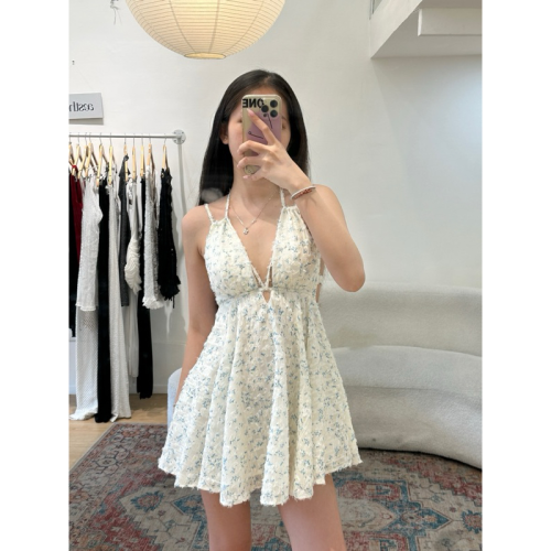 Hannie Babydoll Dress_BV.58.4_B’vilys Brand_Hannie Dress บาบิดอลล์ ผ้าชีฟอง ลายดอกไม้ 3 มิติ มีแผ่นซับน้ำนมในตัว