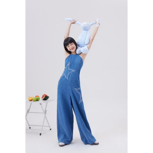 Denim TAMI Jumpsuit_SE6.15_Secodee Brand_ Jumpsuit เดนิมตัวยาวลายดาว TAMI JUMP