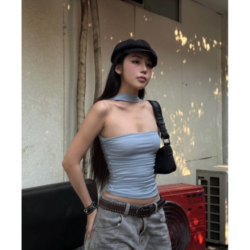 Mesh Tube Top_TH193.2_Thestan Brand_เสื้อเชิ้ตผ้าตาข่าย 2 ชั้น Neck Tube