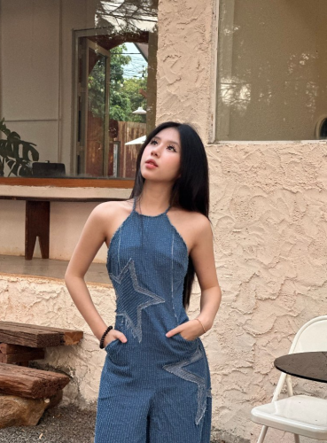 Denim TAMI Jumpsuit_SE6.15_Secodee Brand_ Jumpsuit เดนิมตัวยาวลายดาว TAMI JUMP