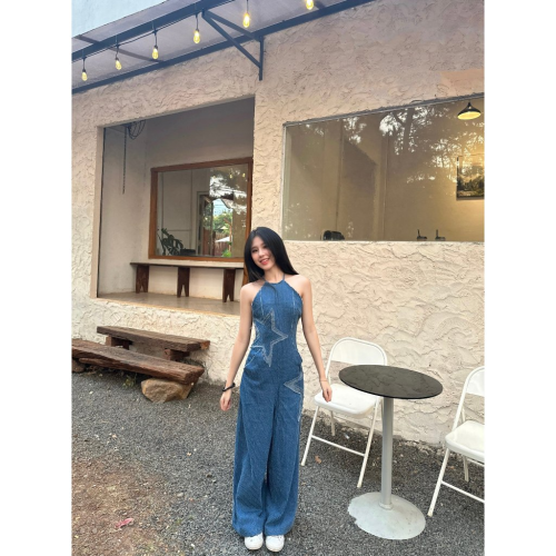 Denim TAMI Jumpsuit_SE6.15_Secodee Brand_ Jumpsuit เดนิมตัวยาวลายดาว TAMI JUMP