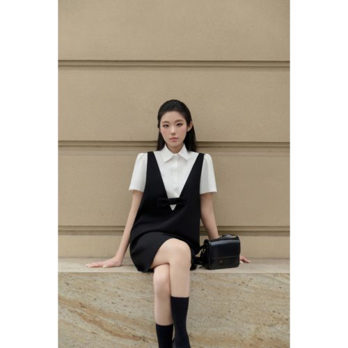 Nina Bow Waist Straight Dress_JO24.4_JOIE DES ROSES Brand_กระโปรงผ้าทวีตมีโบว์ผูกเอว Nina Dress