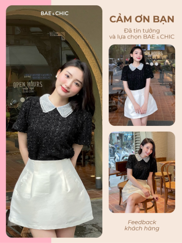 PeterPan Neck Blouse_AB05_Bae & Chic Brand_Bae Chic เสื้อผ้าฝ้ายคุณภาพสูง Lotus Leaf Collar Lady สไตล์ Chic Minimalist ทำงาน Cafe Party