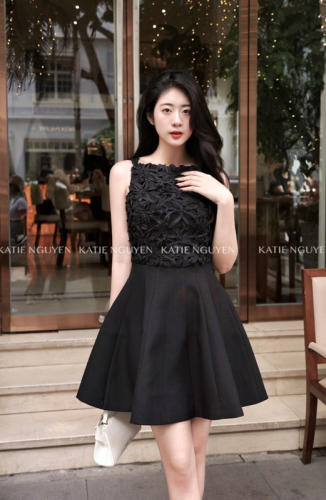 Flora Flared Mini Dress With Lace_KA26.5_KATIE NGUYEN Brand