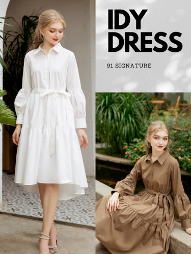 IDY Long Sleeve House Dress_SI19.2_91 Signature Brand_ชุดเดรสเชิ้ตแขนยาวหรูหรา