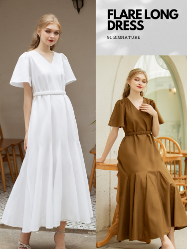 FLARE LONG Maxi DRESS_SI19.4_91 Signature Brand_ชุดเดรสปาร์ตี้หางปลายาวหรูหรา – FLARE LONG DRESS