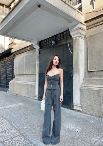 VERON SET Black_Tube Top+Trousers_CL56.11_ClothesBar Brand_VERON SET สีดำ