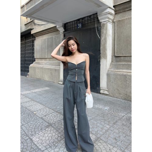 VERON SET Black_Tube Top+Trousers_CL56.11_ClothesBar Brand_VERON SET สีดำ