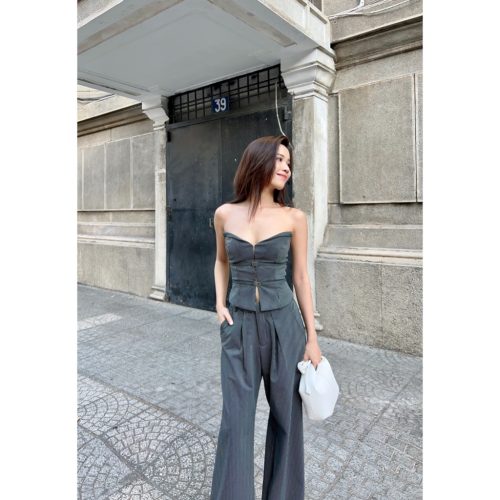 VERON SET Black_Tube Top+Trousers_CL56.11_ClothesBar Brand_VERON SET สีดำ