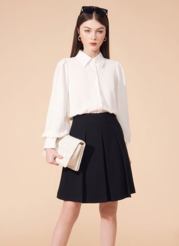 Naris Black Pleated Skirt_MI100.15_Miki Classic Brand_นริศเดรสยาวอัดพลีทสีดำ