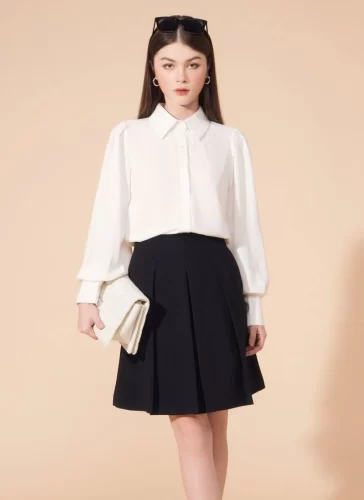 Naris Black Pleated Skirt_MI100.15_Miki Classic Brand_นริศเดรสยาวอัดพลีทสีดำ