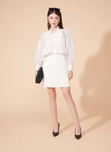 Nara White A Line Dress_MI100.1_Miki Classic Brand_เดรสยาวทรงเอยาวนารา สีขาว