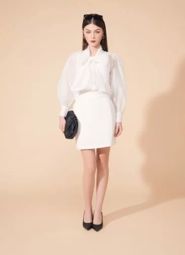 Nara White A Line Dress_MI100.1_Miki Classic Brand_เดรสยาวทรงเอยาวนารา สีขาว