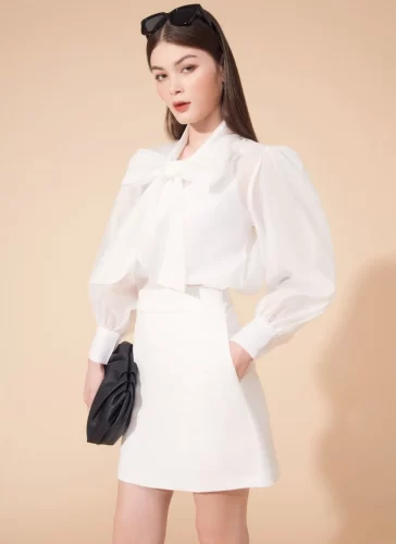 Nara White A Line Dress_MI100.1_Miki Classic Brand_เดรสยาวทรงเอยาวนารา สีขาว