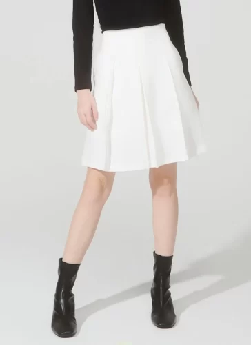 Naris White Pleated Skirt_MI100.18_Miki Classic Brand_นริศเดรสยาวจับจีบสีขาว