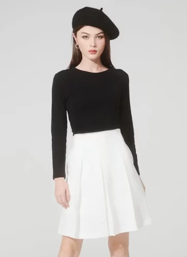 Naris White Pleated Skirt_MI100.18_Miki Classic Brand_นริศเดรสยาวจับจีบสีขาว