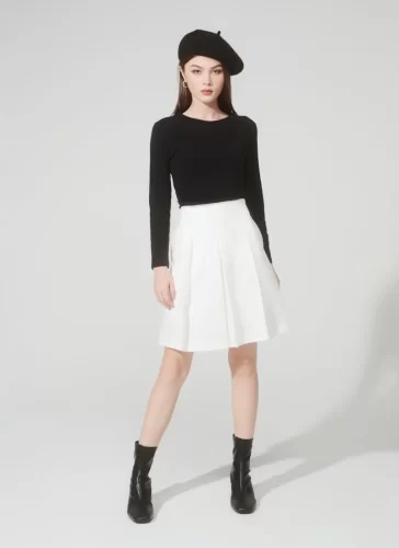 Naris White Pleated Skirt_MI100.18_Miki Classic Brand_นริศเดรสยาวจับจีบสีขาว