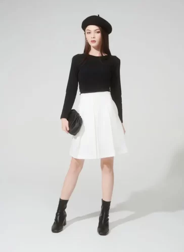 Naris White Pleated Skirt_MI100.18_Miki Classic Brand_นริศเดรสยาวจับจีบสีขาว