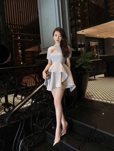 Grey Tiered Mini Dress_FL131.17_FLANE Brand_ชุดเดรสสีเทา