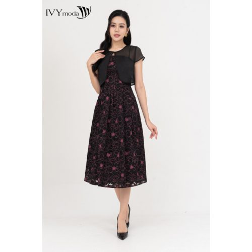 Viscose Floral Pattern Midi Dress_IV115.1_IVY MODA Brand_ชุดวิสโคสเดรส