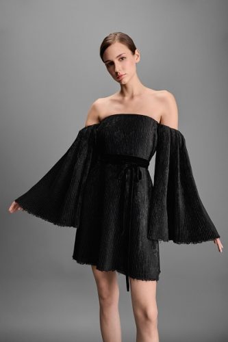 KIERA OFF THE SHOULDER PUFF SLEEVE MINI DRESS_BO77.3_Bonjour Brand