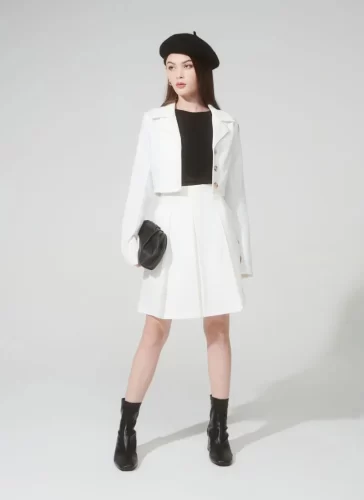 Naris White Pleated Skirt_MI100.18_Miki Classic Brand_นริศเดรสยาวจับจีบสีขาว