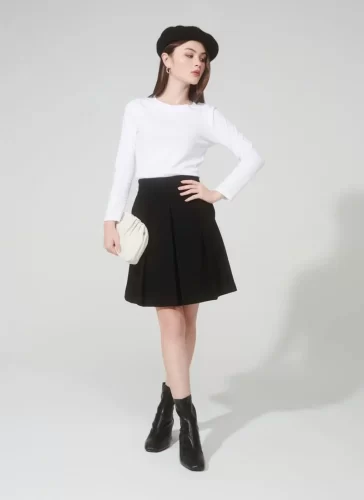 Naris Black Pleated Skirt_MI100.17_Miki Classic Brand_นริศเดรสยาวอัดพลีทสีดำ