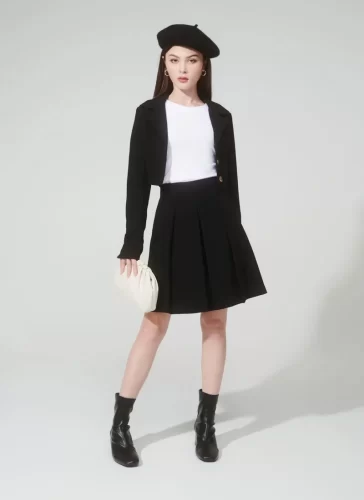 Naris Black Pleated Skirt_MI100.17_Miki Classic Brand_นริศเดรสยาวอัดพลีทสีดำ