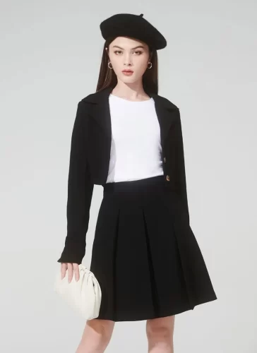 Naris Black Pleated Skirt_MI100.17_Miki Classic Brand_นริศเดรสยาวอัดพลีทสีดำ