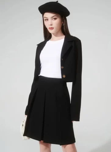 Naris Black Pleated Skirt_MI100.17_Miki Classic Brand_นริศเดรสยาวอัดพลีทสีดำ