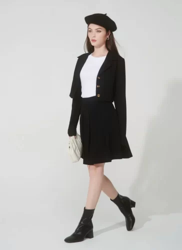 Naris Black Pleated Skirt_MI100.17_Miki Classic Brand_นริศเดรสยาวอัดพลีทสีดำ