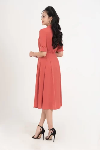 Silk Flared Midi Dress_IV115.20_IVY MODA Brand_ชุดเดรสผ้าไหมเยอรมันโบราณทรงตรง